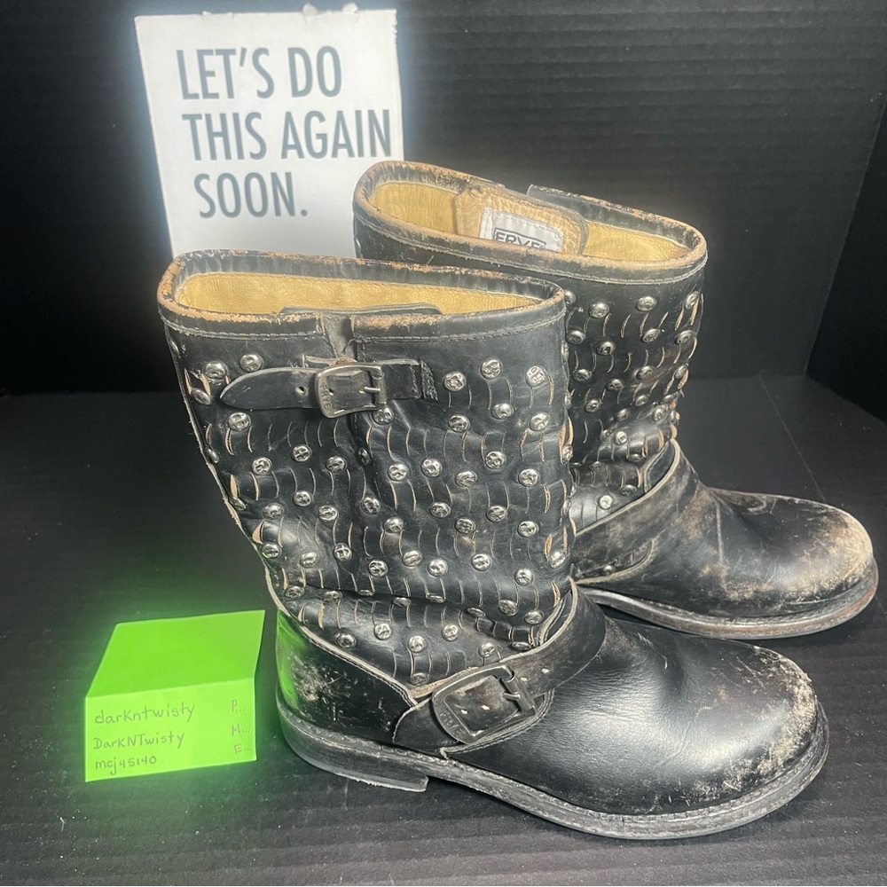 BNWOB Frye Distressed Studded Black Moto Short Boot 5.5M PRICE FIRM! NO OFFERS!